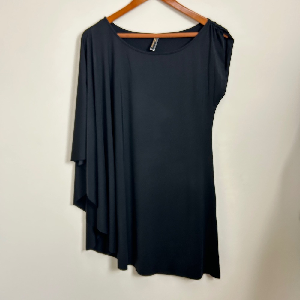 Hermanny‎ by ViX Black Cover-up Asymmetric Draped Sleeve Swimwear Beach Size S
